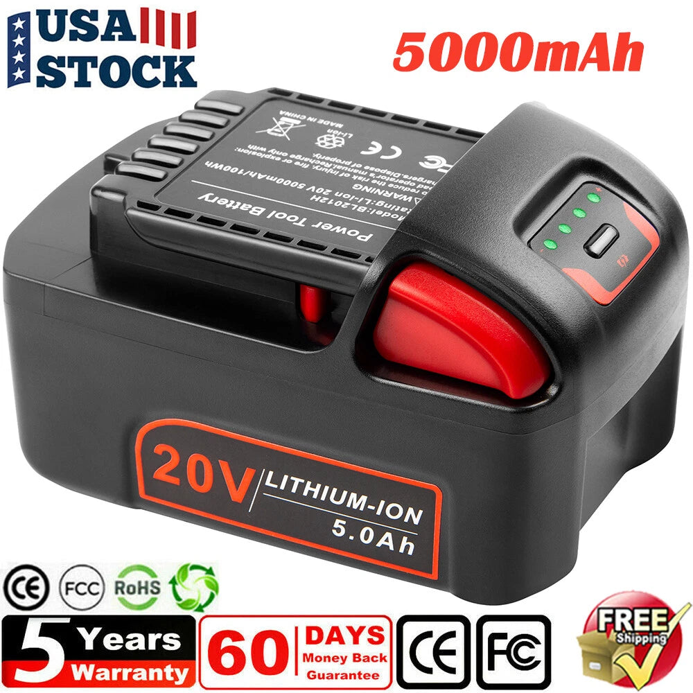 2X 20V 5.0Ah Lithium-ion Battery For Ingersoll-Rand BL2022 BL2010 IQV20 Series
