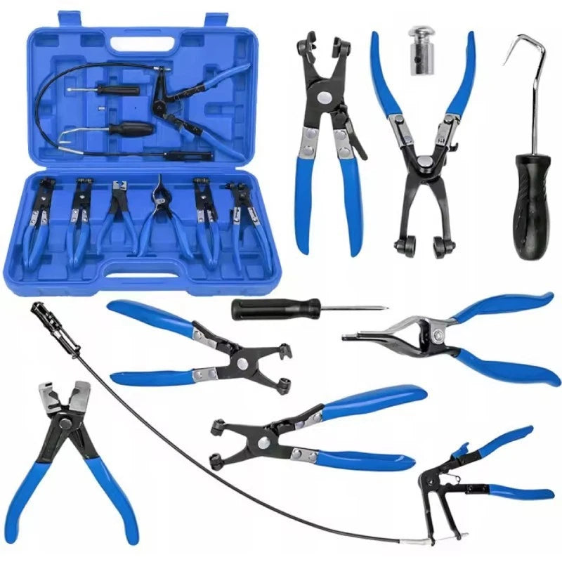 10Pc Hose Clamp Clip Remover Pliers Wire Long Reach Kit Fuel Oil Water Hose Tool