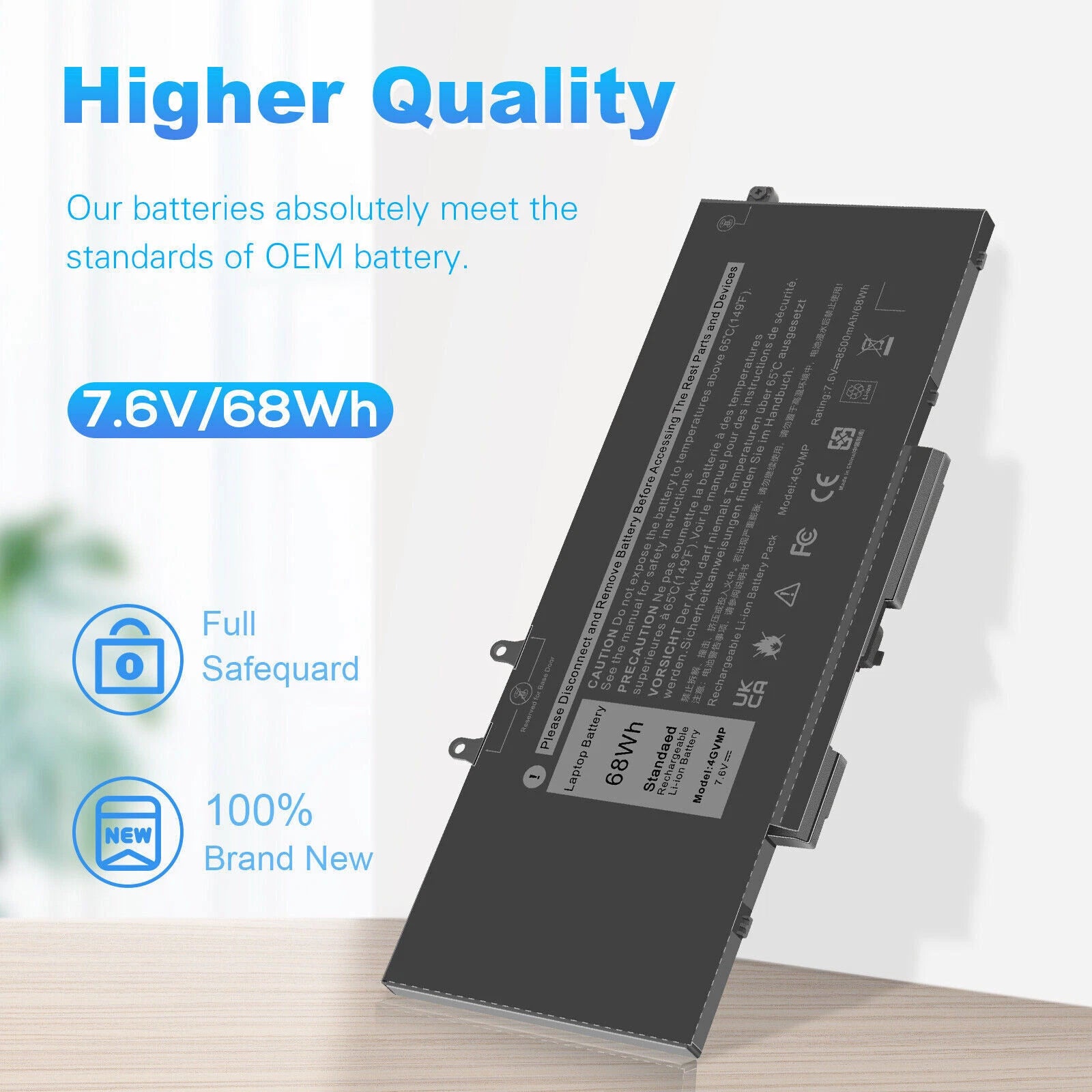 4GVMP Battery For HP Latitude 5400 Precision 3540 Inspiron 7706 451-BCMN 68Wh