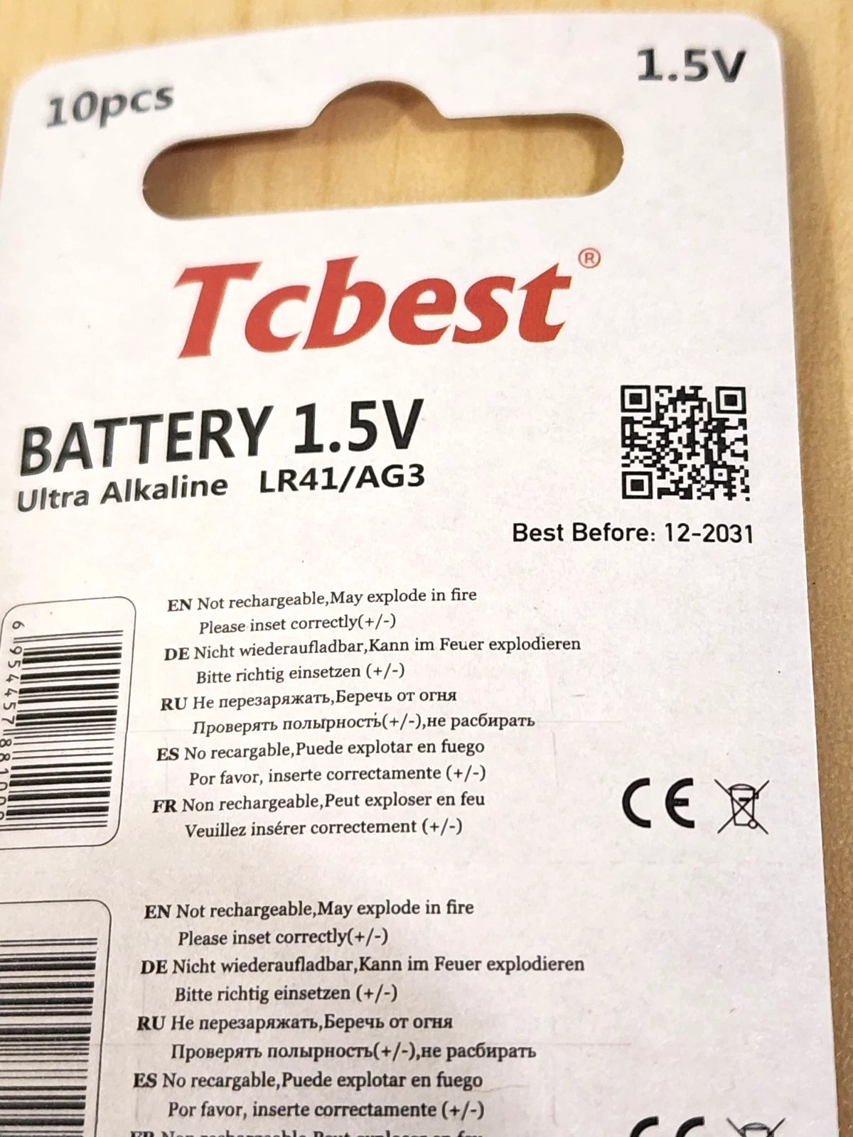 10 pc Tcbest LR41 L736F AG3 V3GA 192 L736 Alkaline 1.5v battery EXPIRE 12/2031