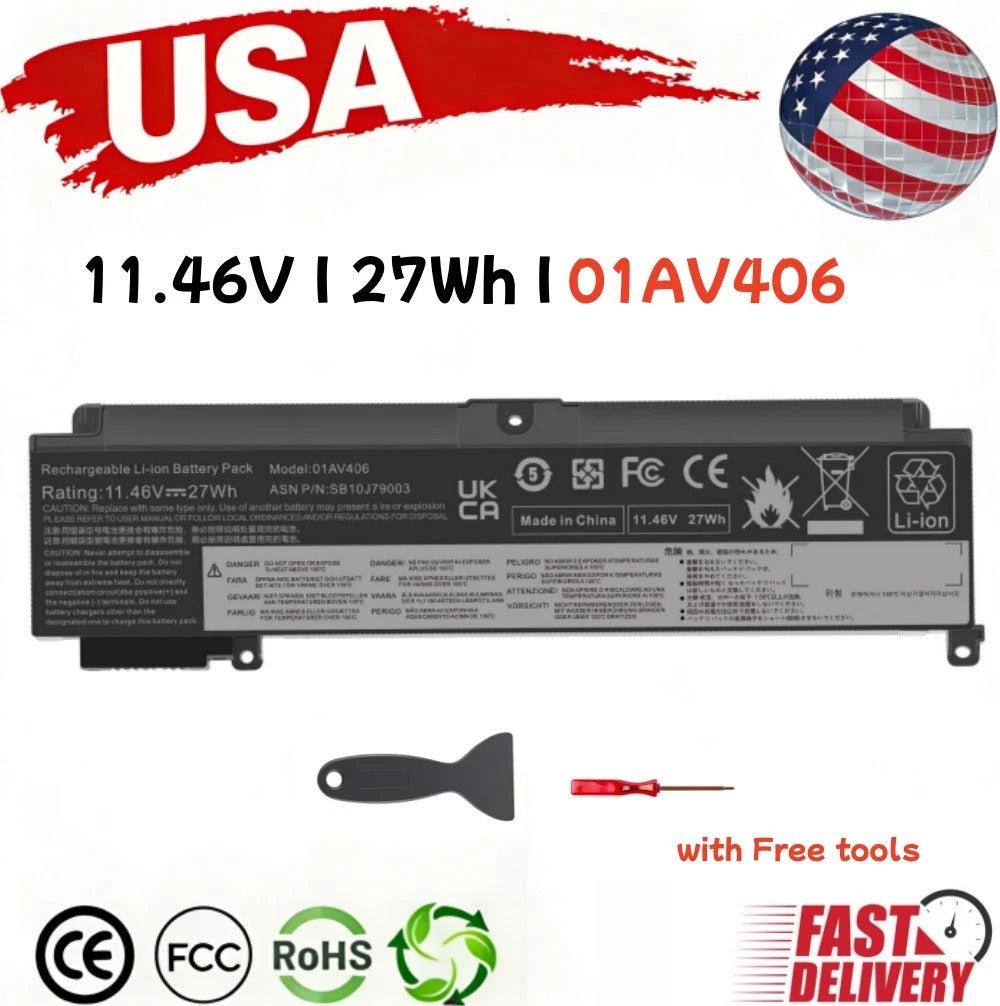 27Wh-01AV406 01AV407 00HW025 00HW024 for Lenovo ThinkPad T460S T470S Series US
