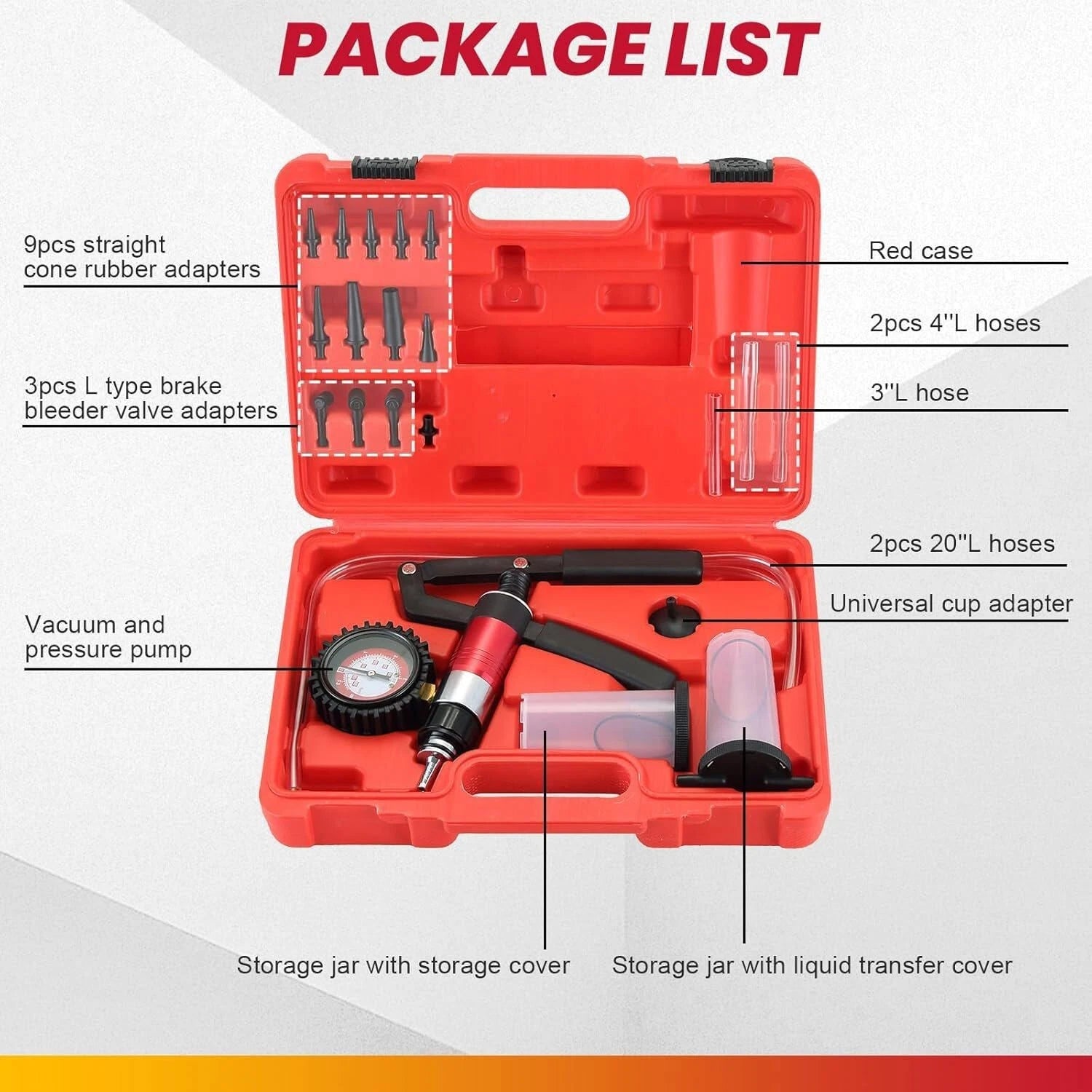 Hand Held Vacuum Pressure Pump Brake Bleeding Kit for Car Motorcycle Adults