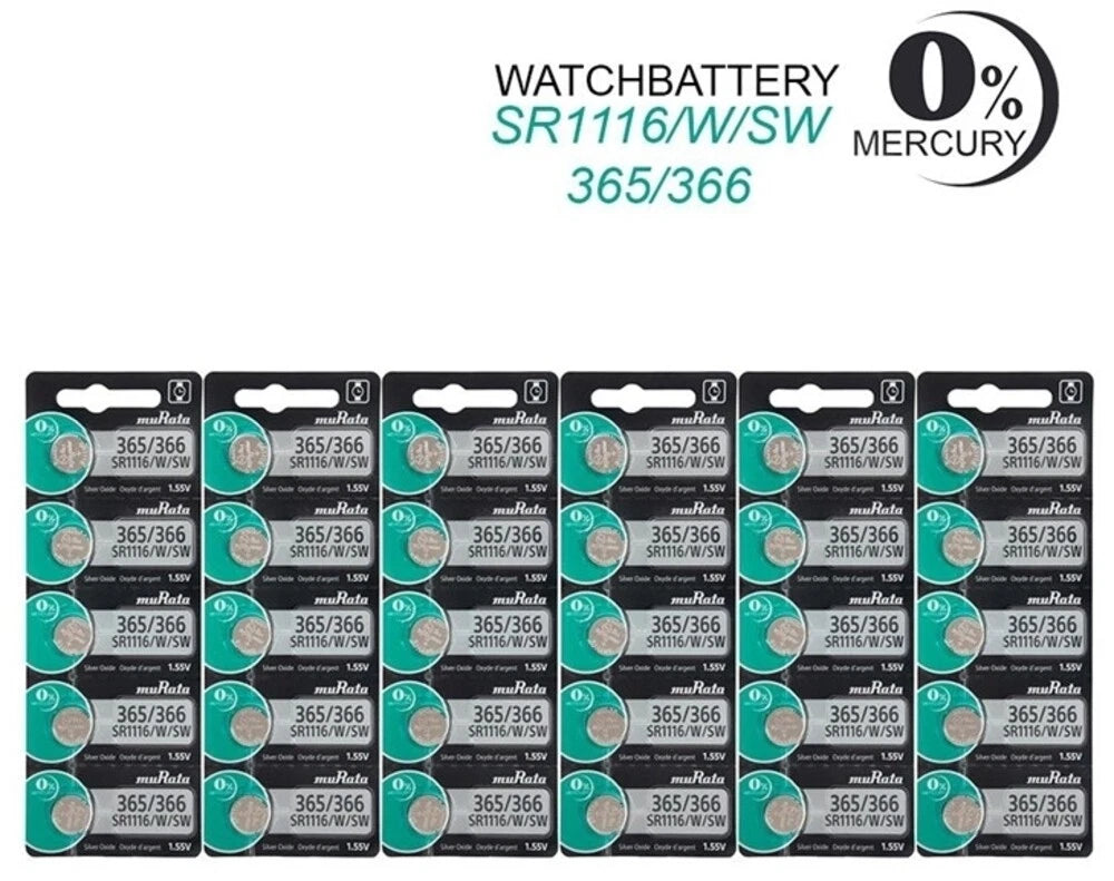 MURATA 365 366 SR1116W BATTERY NEW SEALED Authorize Seller 30 Pack