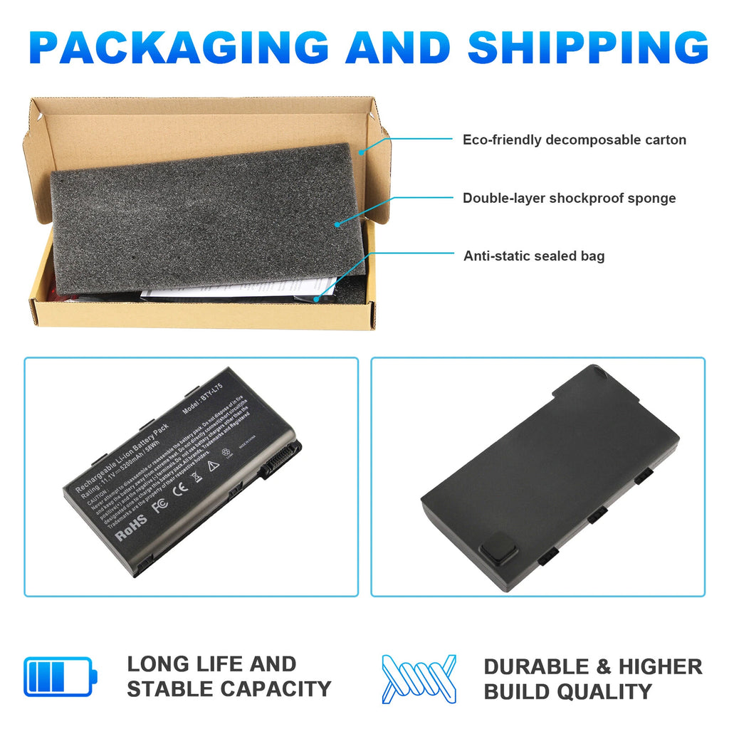 ?Battery BTY-L74 BTY-L75 for MSI A5000 A6000 A6200 A7200 957-173XXP-101 5200mAh