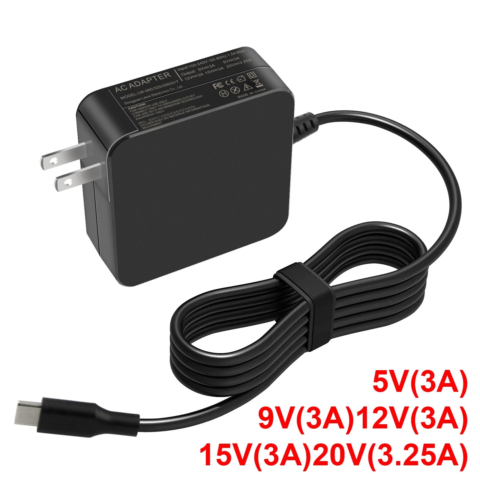 65W USB-C Power Adapter Charger for Lenovo Yoga C930 C940 C740 S730 730 730S 910