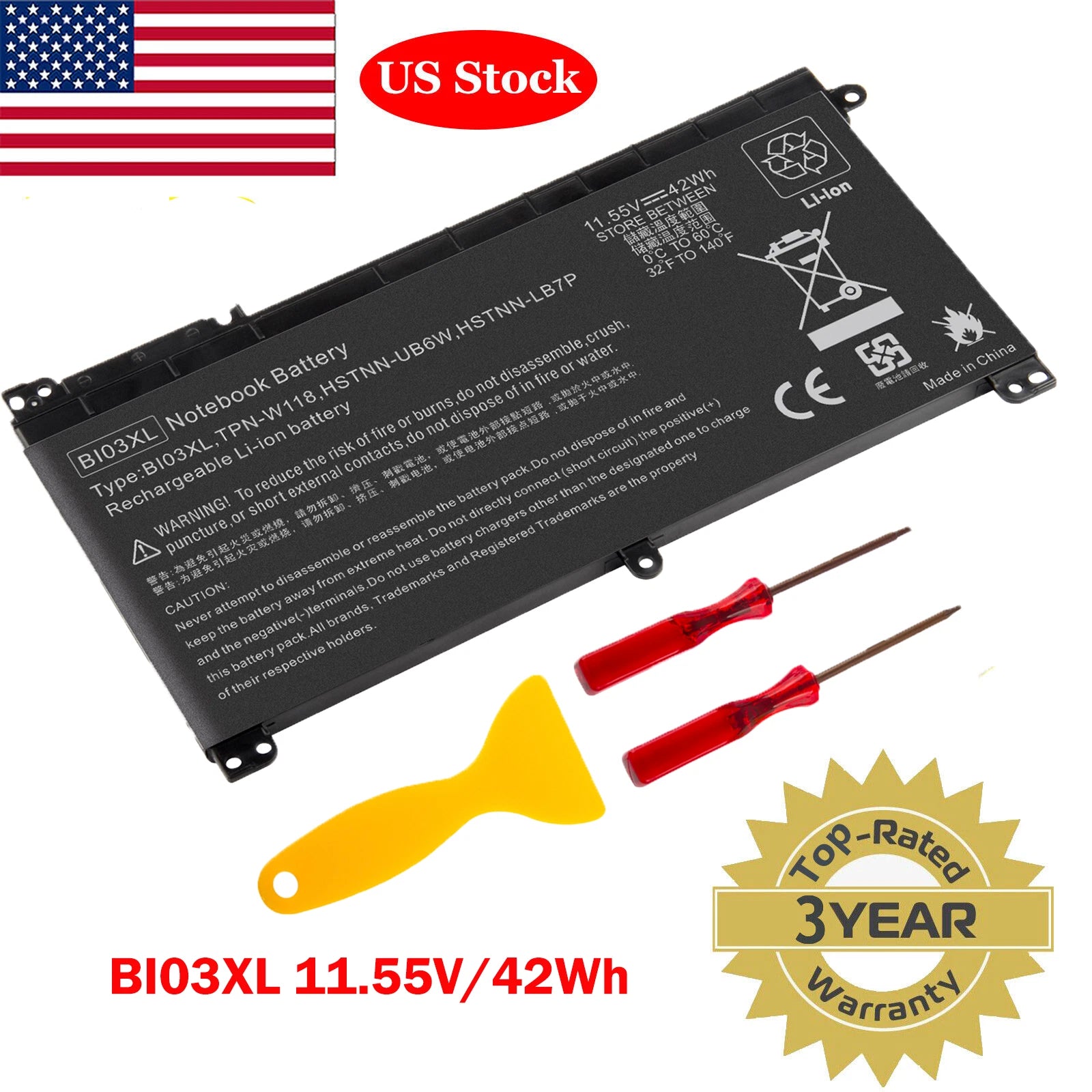 B103XL BI03XL Battery for HP 843537-541 844203-850 HSTNN-UB6W TPN-W118 42Wh