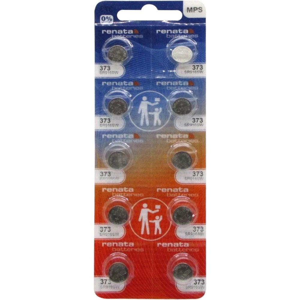 10 Renata 373 Silver Oxide 0% MERCURY Batteries-SR916SW