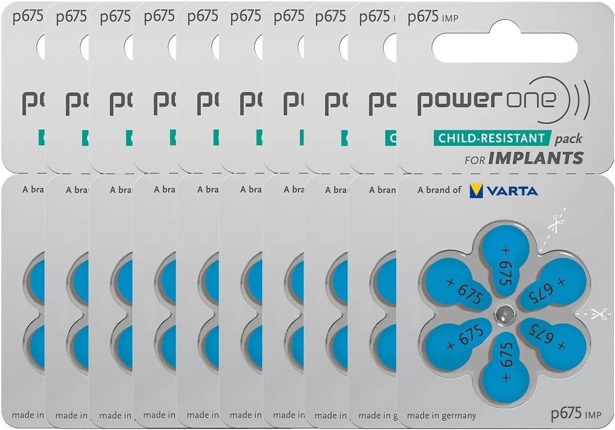 120 Cochlear Implant plus Hearing Aid Batteries by Powerone P675 675