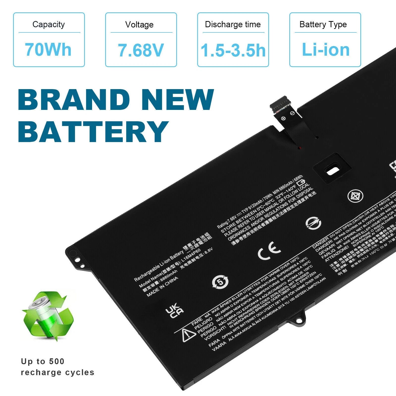 L16M4P60 Battery for Lenovo Yoga 920-13IKB 920-131KB 920-13IKB-80Y7 80Y8 70Wh