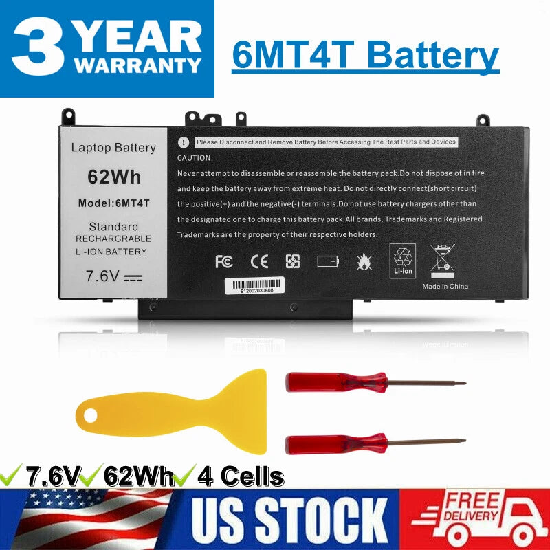 6MT4T Battery For Dell Latitude E5470 E5570 Precision 3510 79VRK 7V69Y 62Wh 7.6V