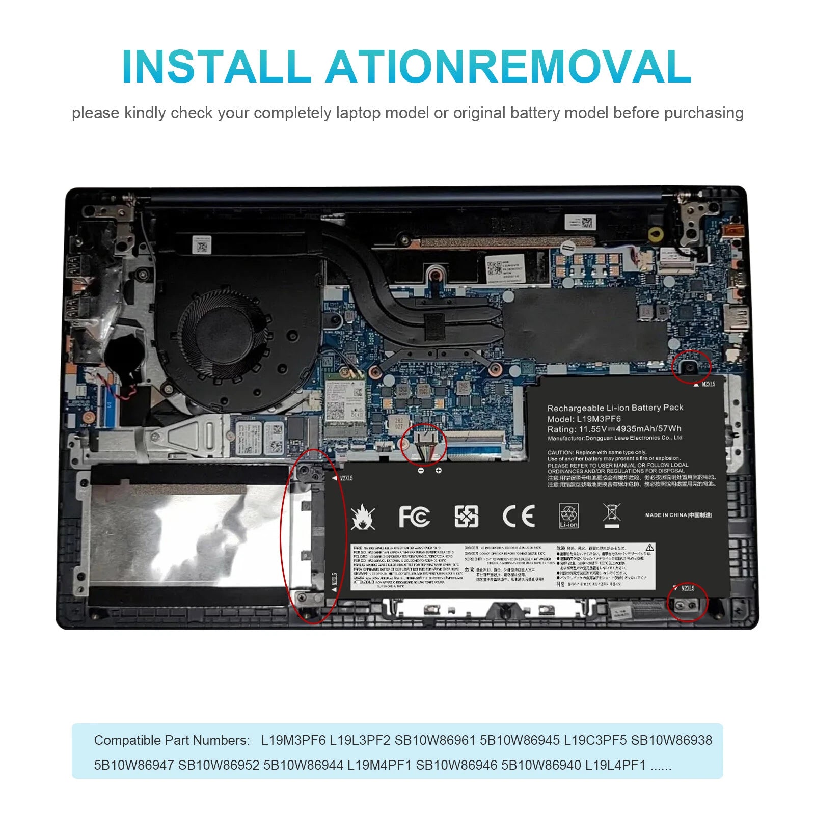 ?L19M3PF6 For LENOVO Battery IdeaPad 5-15IIL05 L19C3PF4 L19C3PF5 L19D3PF3 11.52V