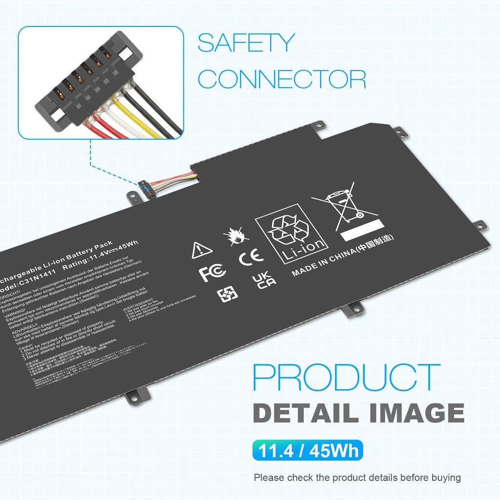 C31N1411 Battery For ASUS Zenbook UX305 UX305L UX305F UX305C Laptop 11.4V 45Wh