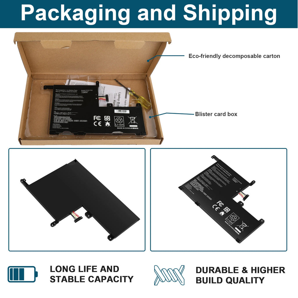 ??C31N1703 Battery 3ICP6/60/72 For Asus Zenbook Flip UX561UA Series 11.55V 52WH