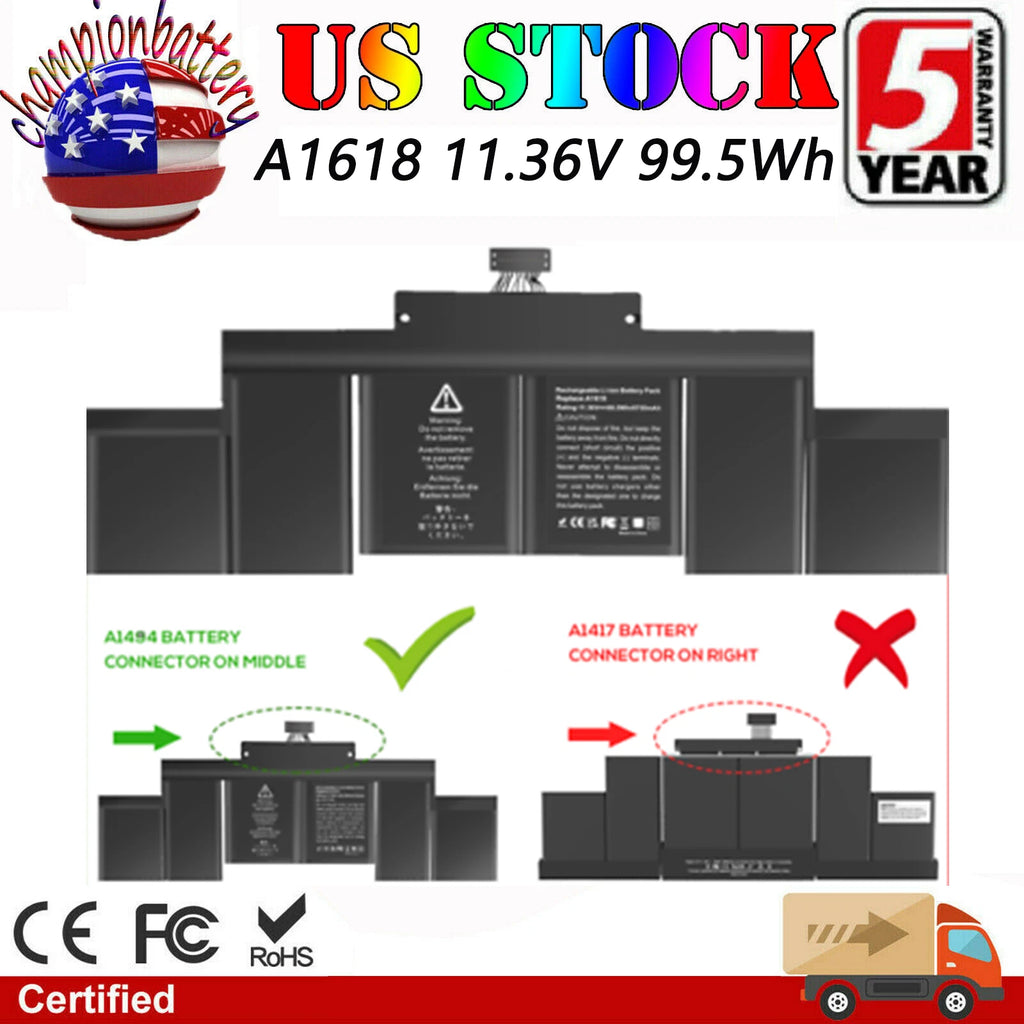 A1618 Battery For Apple MacBook Pro 15 inch Retina A1398 Late 2013 Mid 2014 2015
