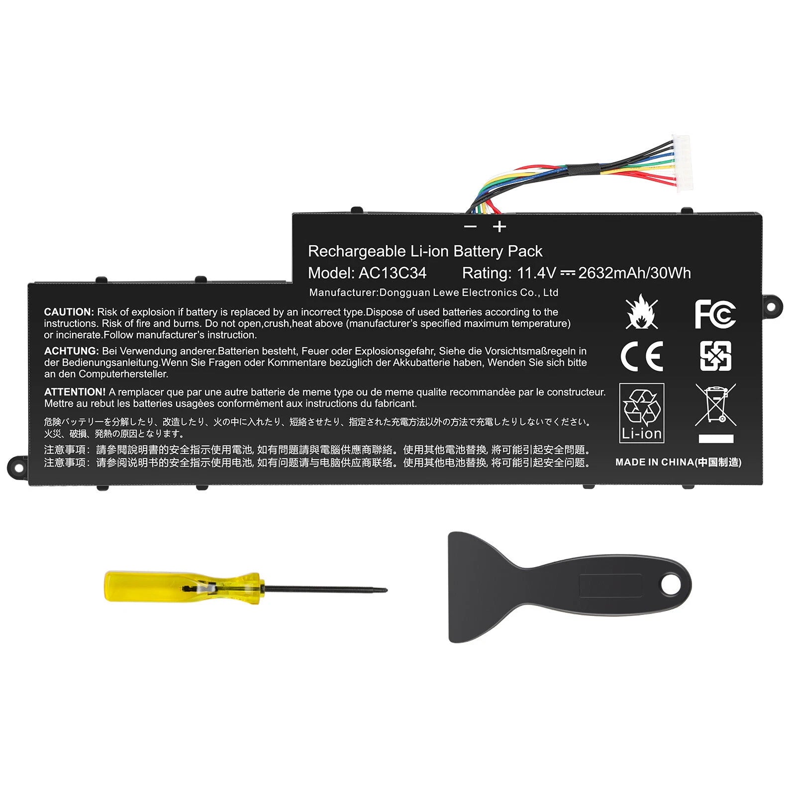 AC13C34 Battery for Acer Aspire V5-122P V5-132 ES1-111 3ICP5/60/80 KT.00303.005