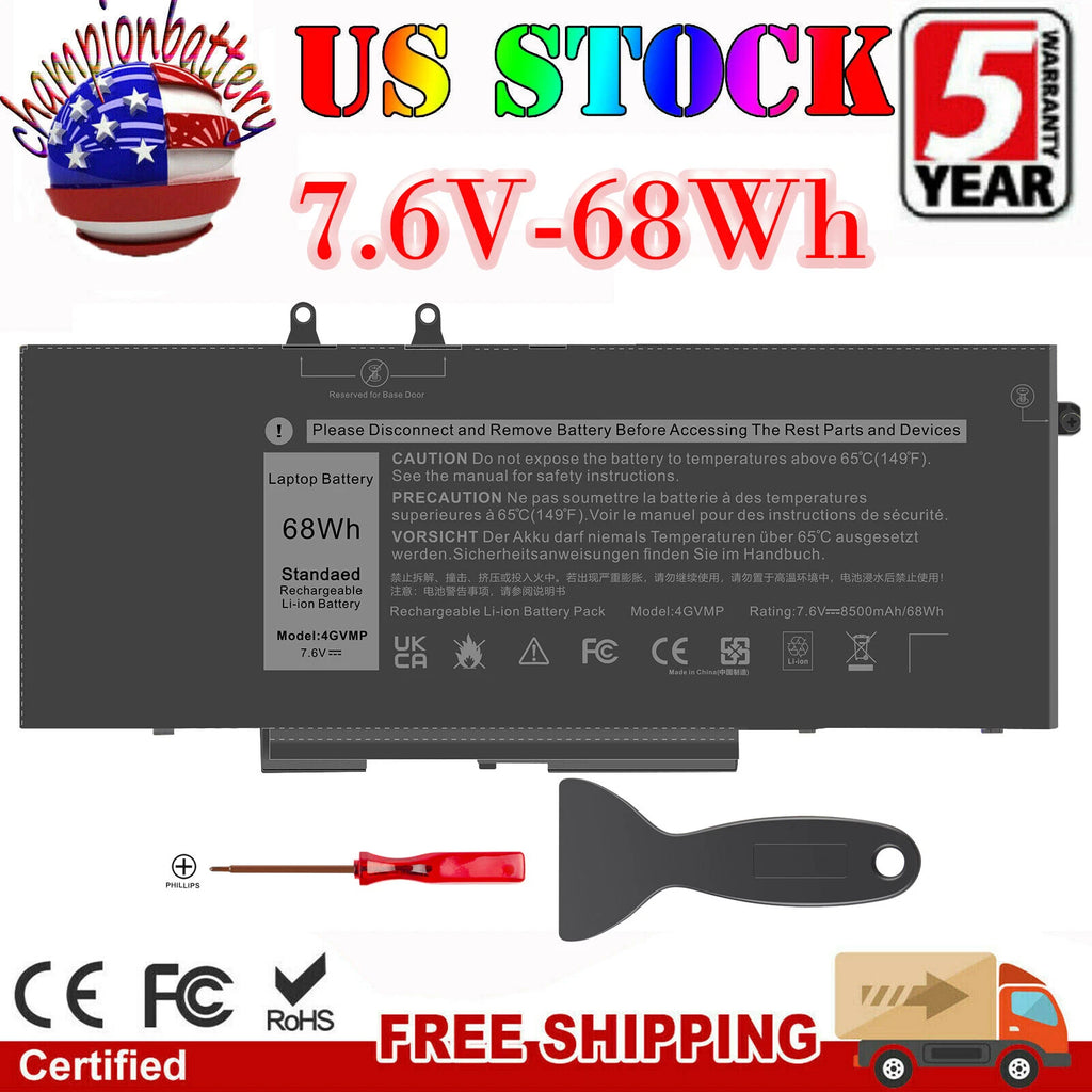 4GVMP Battery for Dell Latitude 5510 5400 5500 Precision 3540 C5GV2 7.6V 68Wh
