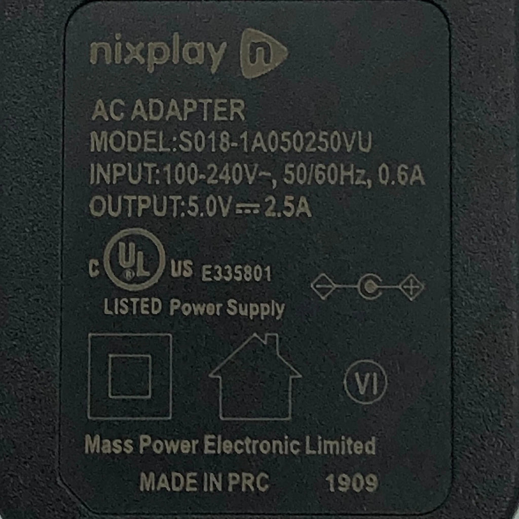 NEW Nixplay S018-1A050250VU Power Adapter for W10E Smart Frame with Wall Mount