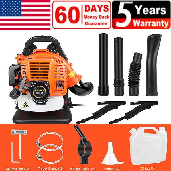 ??Air Leaf Blower Gas Powered Snow Blower 665CFM 26CC/30CC/43CC 2-Stroke Engine
