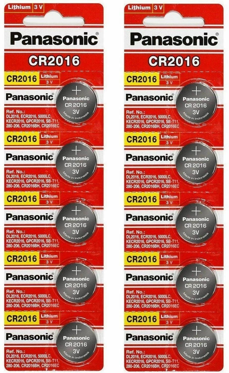 10 x PANASONIC CR 2016 CR2016 CR-2016 LITHIUM COIN CELL Button Battery Exp 2030