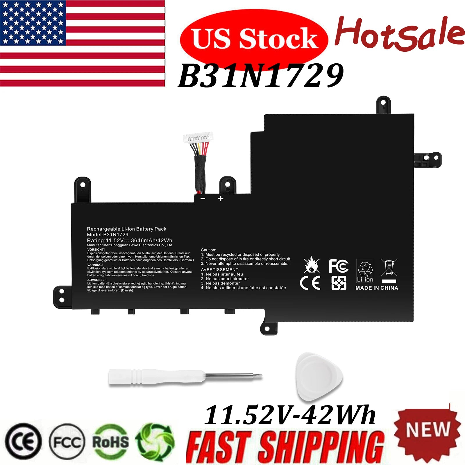B31N1729 42Wh Battery for ASUS VivoBook S15 S530F S530UA S530UN X530FN S530UF