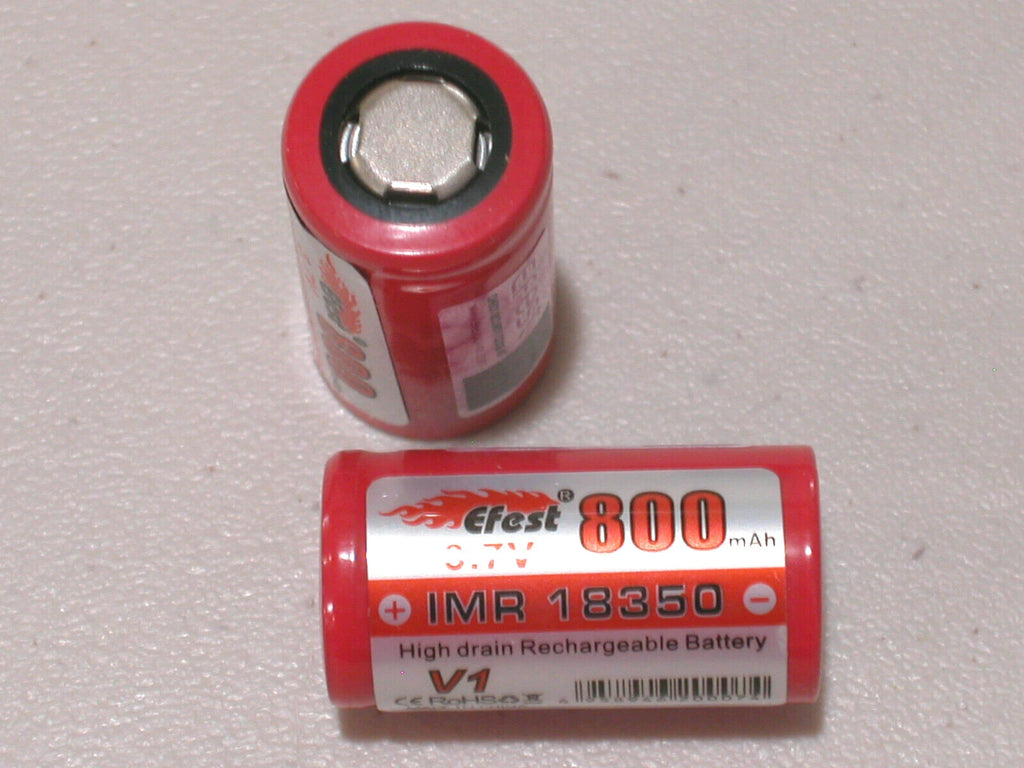 2 pc FLAT TOP EF IMR 18350 BATTERY 3.7v Li-Mn 800mAh HIGH DRAIN 18350 EF