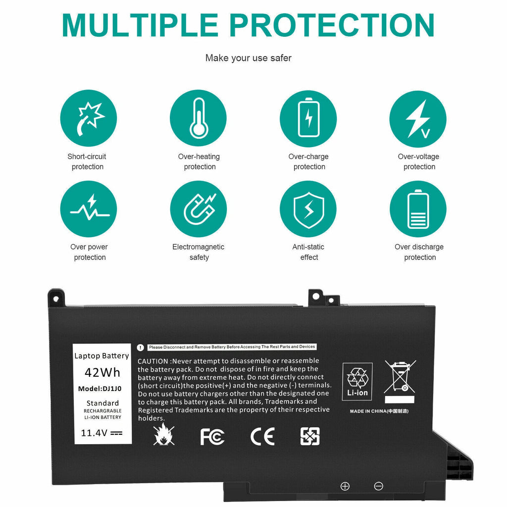 ?DJ1J0 Battery For Dell Latitude 12 7280 7290 13 7380 7390 14 7480 7490 PGFX4