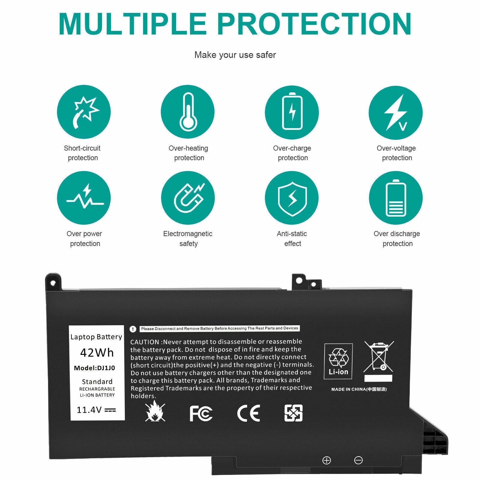 ?DJ1J0 Battery For Dell Latitude 12 7280 7290 13 7380 7390 14 7480 7490 PGFX4