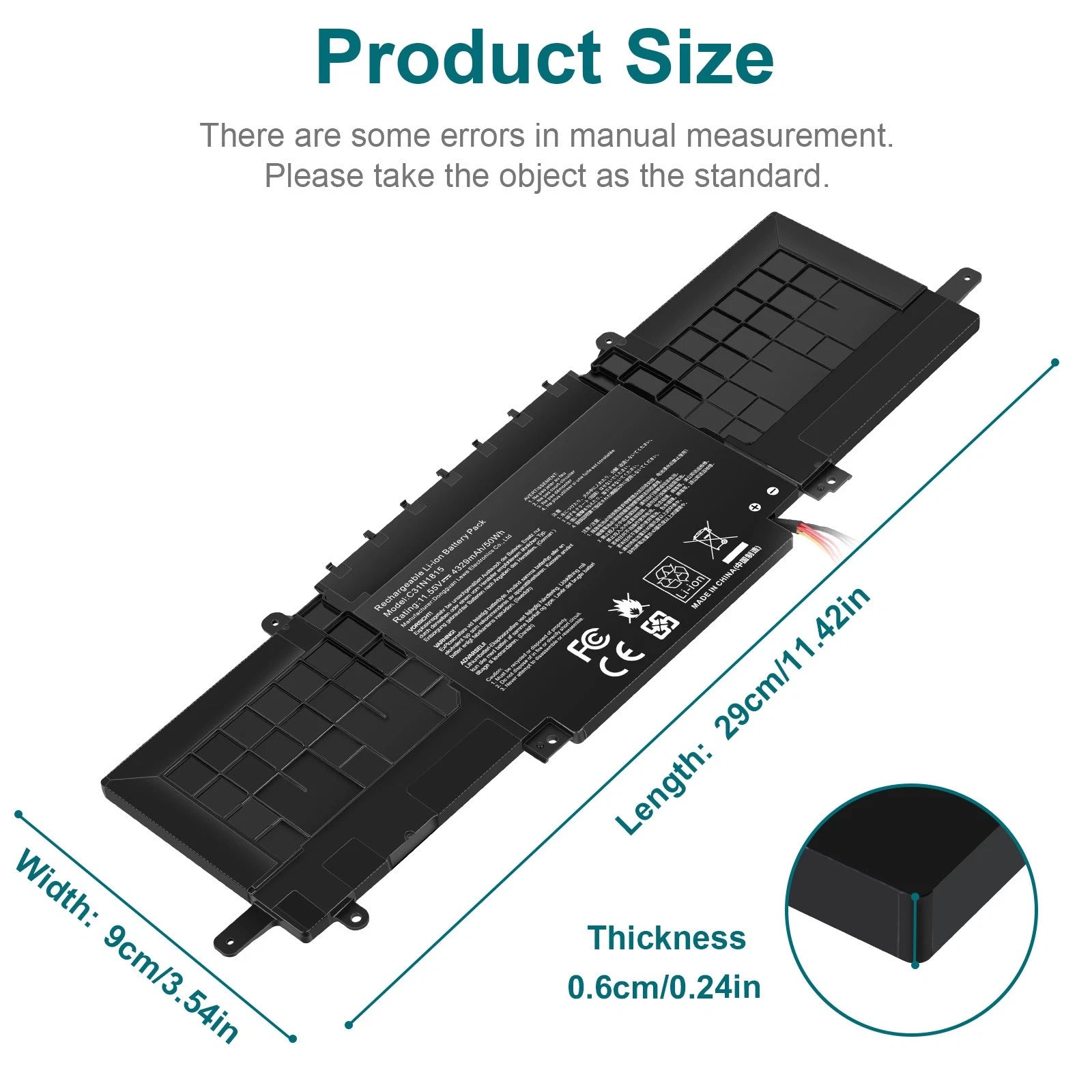 Replace C31N1815 Battery For ASUS Zenbook 13 UX333FN UX333FA RX333FA RX333FN NEW