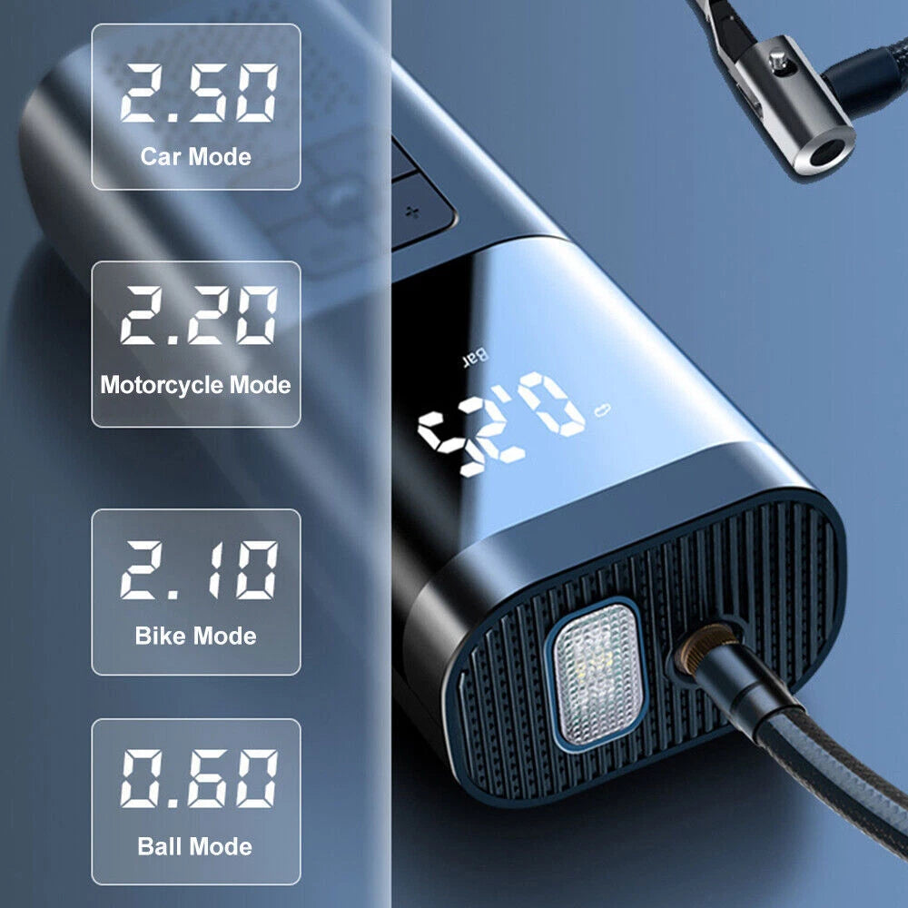 Car Cordless Tire Inflator Air Compressor 12V USB Rechargeable Battery 150PSI