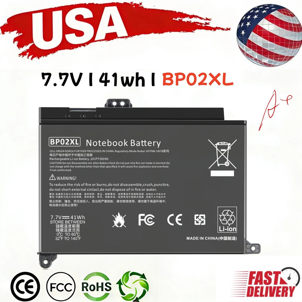 41Wh BP02XL Battery For HP Pavilion 15-AU010WM 849569-541 849909-850 849569-421