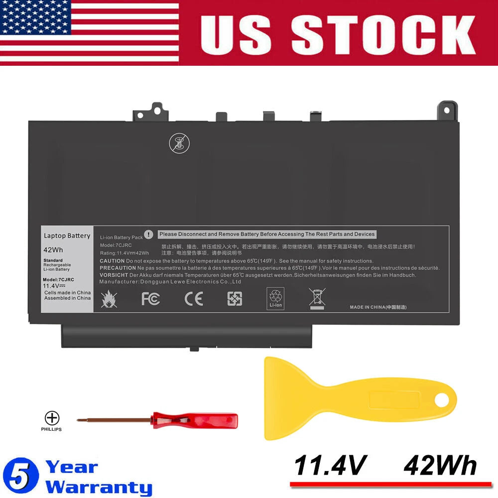 7CJRC 42Wh Laptop Battery For Dell Latitude E7270 E7470 KNM09 21X15 TX283 PC