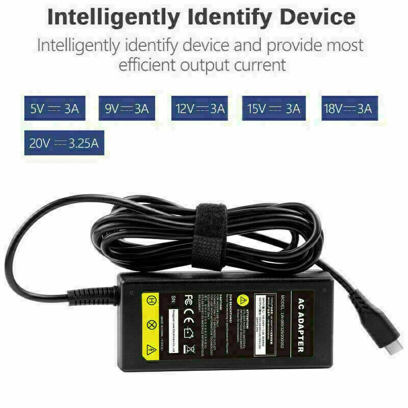 FOR DELL 65W 20V 3.25A USB C Dell Latitude 7370 7380 7390 7480 7490 Dell Charger