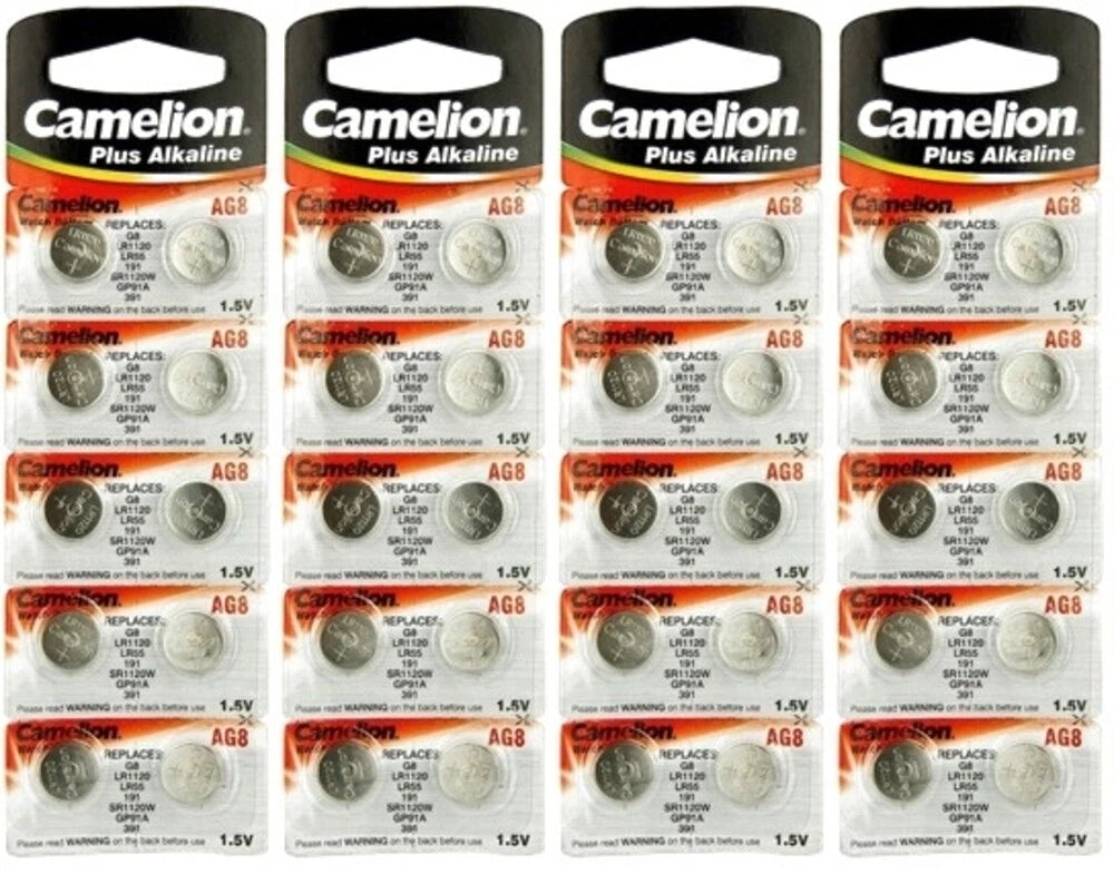 40 Pk Camelion AG8 LR1120 391 391A SR1120 LR55 Alkaline Button Cell Battery
