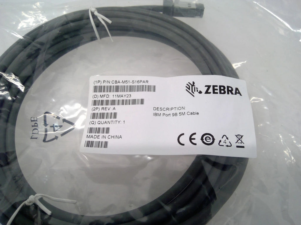 Zebra CBA-M51-S16PAR RS-485 Cable for MP6000 MP7000 MP7200 IBM Port 9B 12V 5M