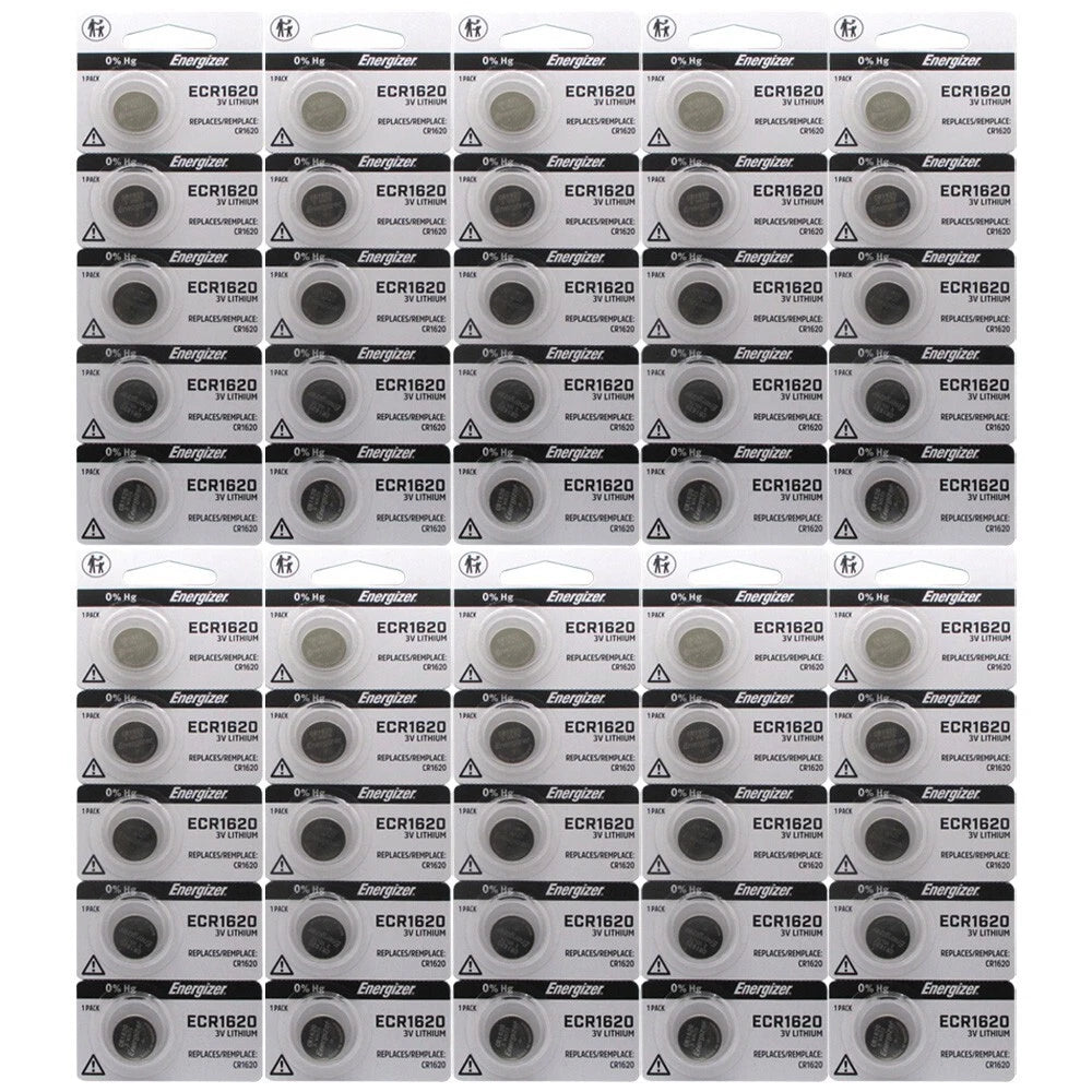 50 Energizer Coin Lithium 1620 Batteries cr1620