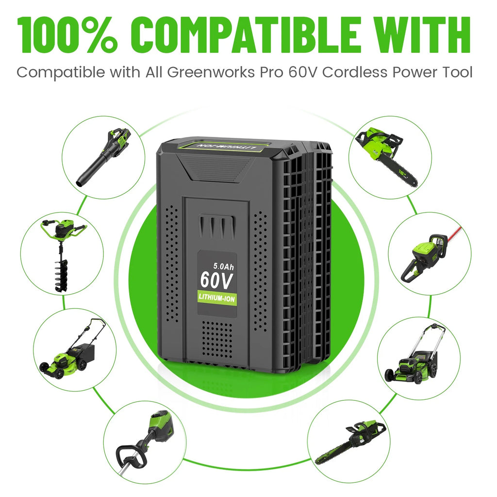 60V 5.0Ah for Greenworks Pro 60V Max Li-Ion Battery LB60A00 LB60A02 LB60A03