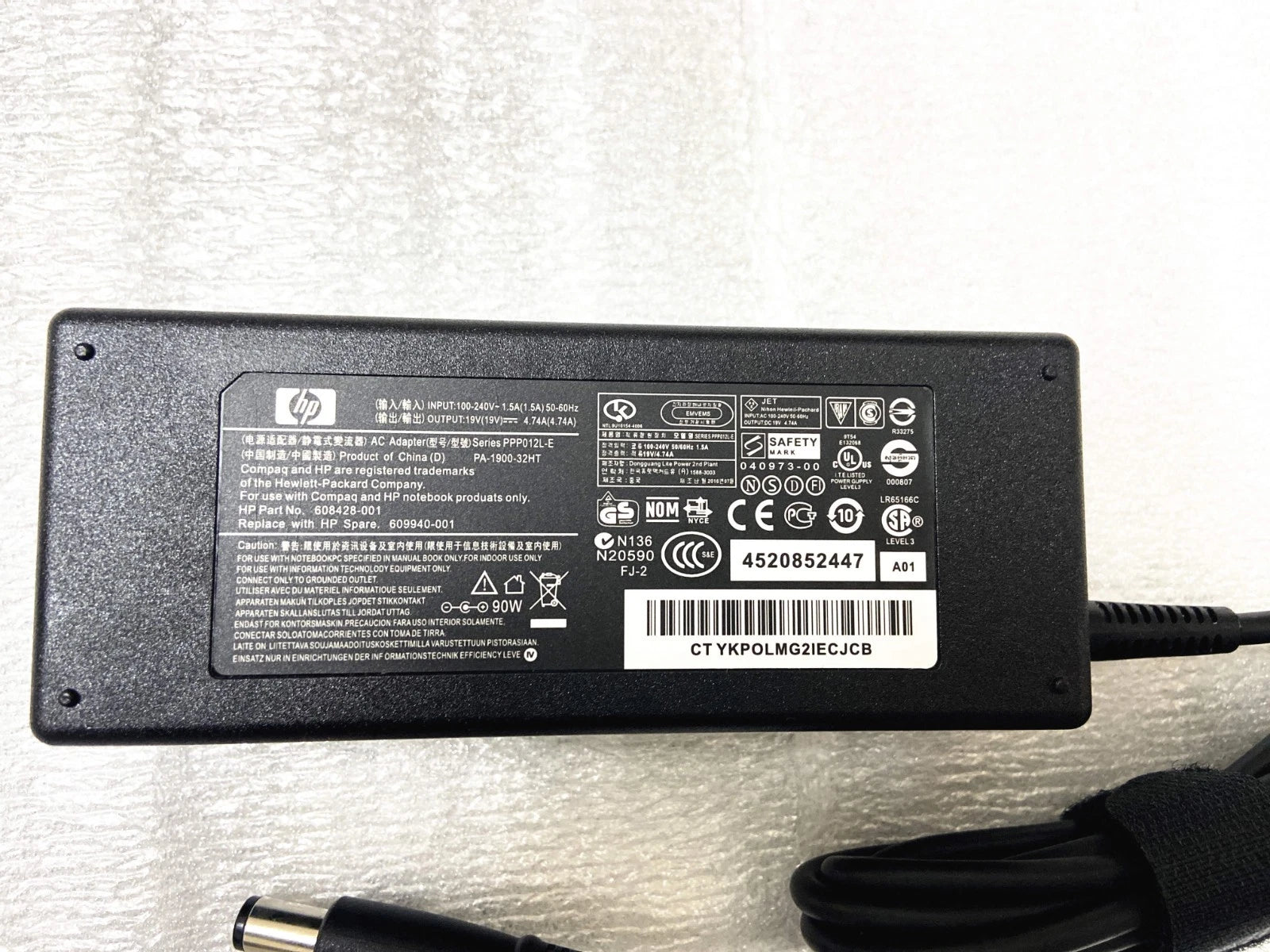 Genuine 90W Adapter Charger for Pavilion Dv4 Dv6 G60 G62 G72 ProBook G1 Series