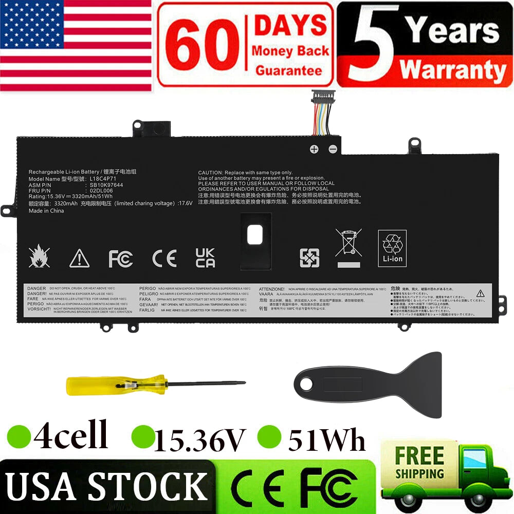 5B10W13931 for LENOVO THINKPAD X1 CARBON G7 G8 X1 Yoga 4th 5th BATTERY L18C4P71
