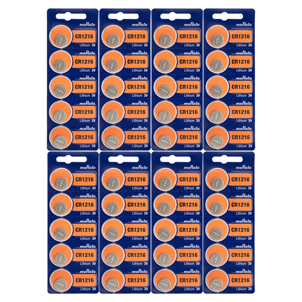40PC Murata CR1216 Lithium Coin Cell Battery