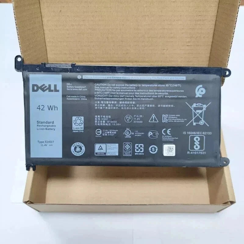 Genuine Dell Chromebook 3100 3180 3189 5190 3181 42wh Battery 51KD7 YWD3C NEW