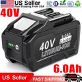 40 Volt 6.0Ah Battery For Makita 40V XGT Battery BL4025 BL4040 BL4050 With LED