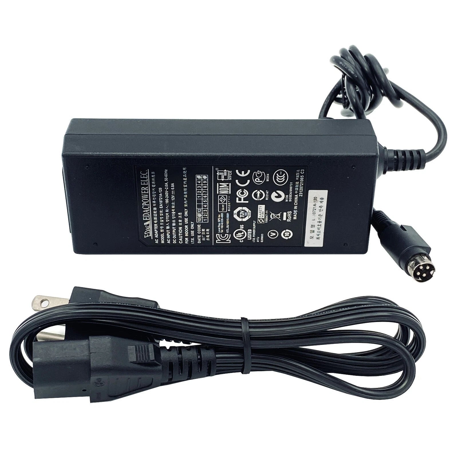 NEW Genuine Edac 12V AC Adapter EA10721A-120 Power Supply 65W Charger 4-Pin