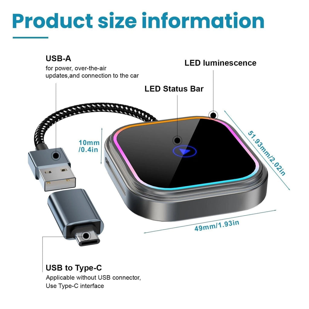 Wireless Carplay Adapter for Apple iPhone iOS 10+/Android/Outo Built-in CarPlay
