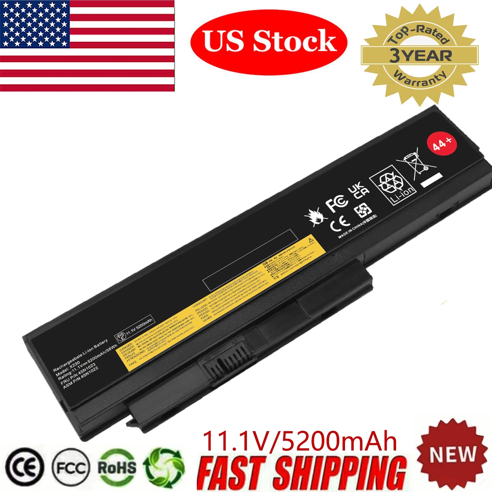 Battery for Lenovo ThinkPad X230 X230i X230s 45N1026 45N1025 0A36307 5200mAh