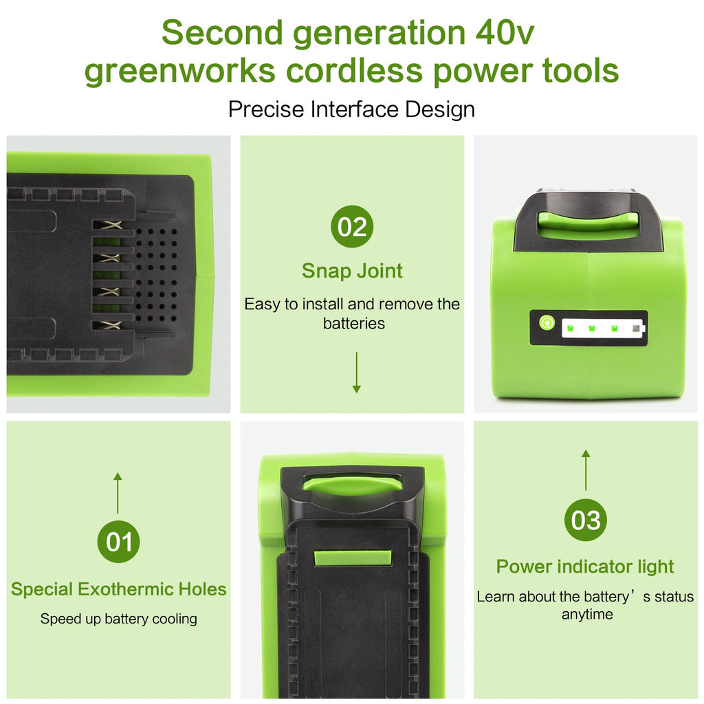 7.0AH 40V G-MAX Lithium Battery for GreenWorks 29472 29462 29462 29252 20202 USA