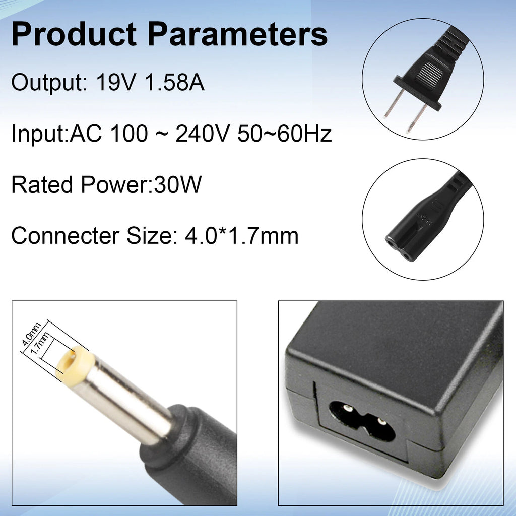 30W Adapter Charger For HP Compaq Mini 110-1000 210-1091NR 700 CQ10 Power Cord