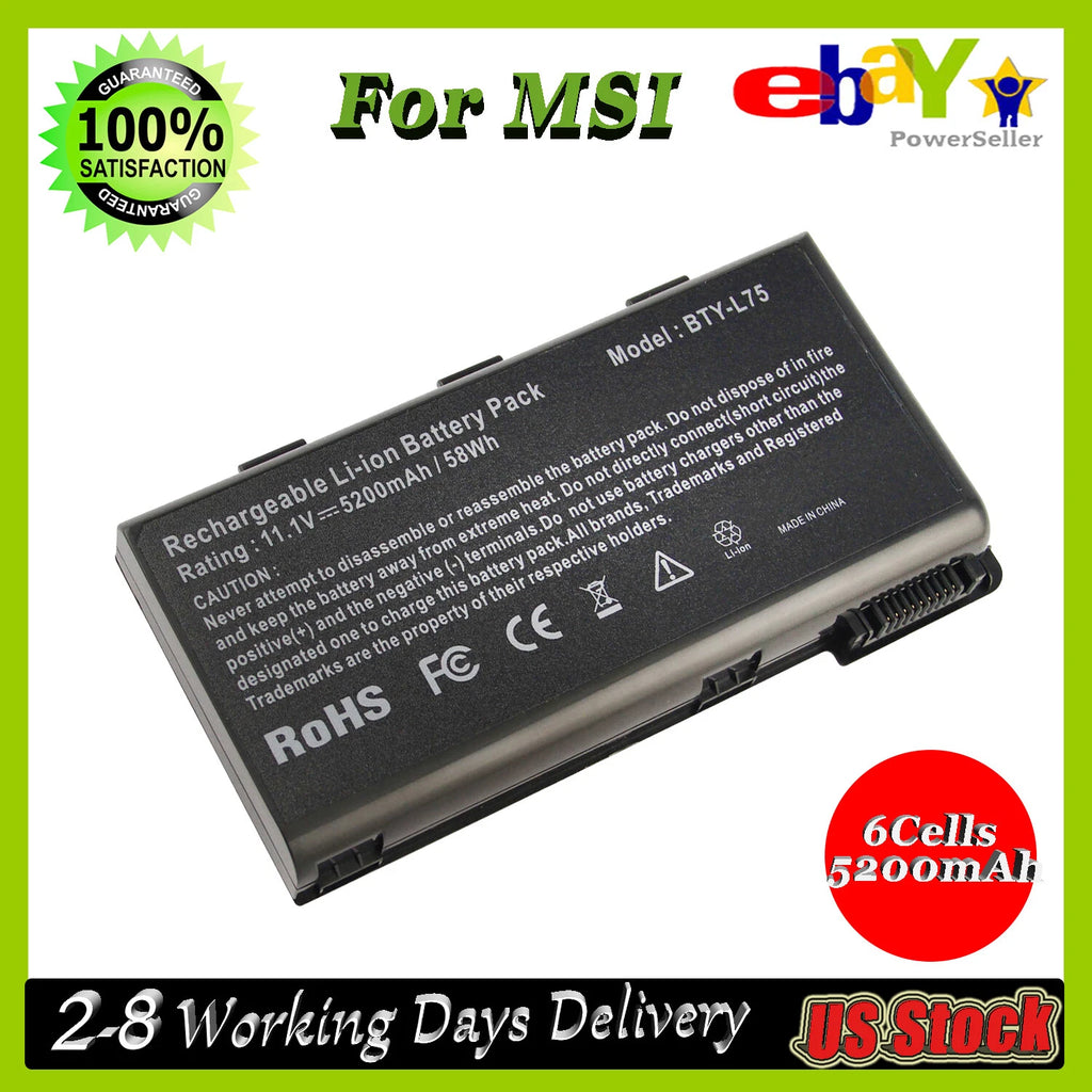 BTY-L74 BTY-L75 Battery for MSI A6200 CR600 CR610 CR620 A5000 CR700 A6000 6 Cell