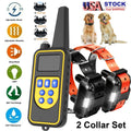 2 Collar Set 2600 FT Remote Dog Shock Training Rechargeable Waterproof LCD Pet