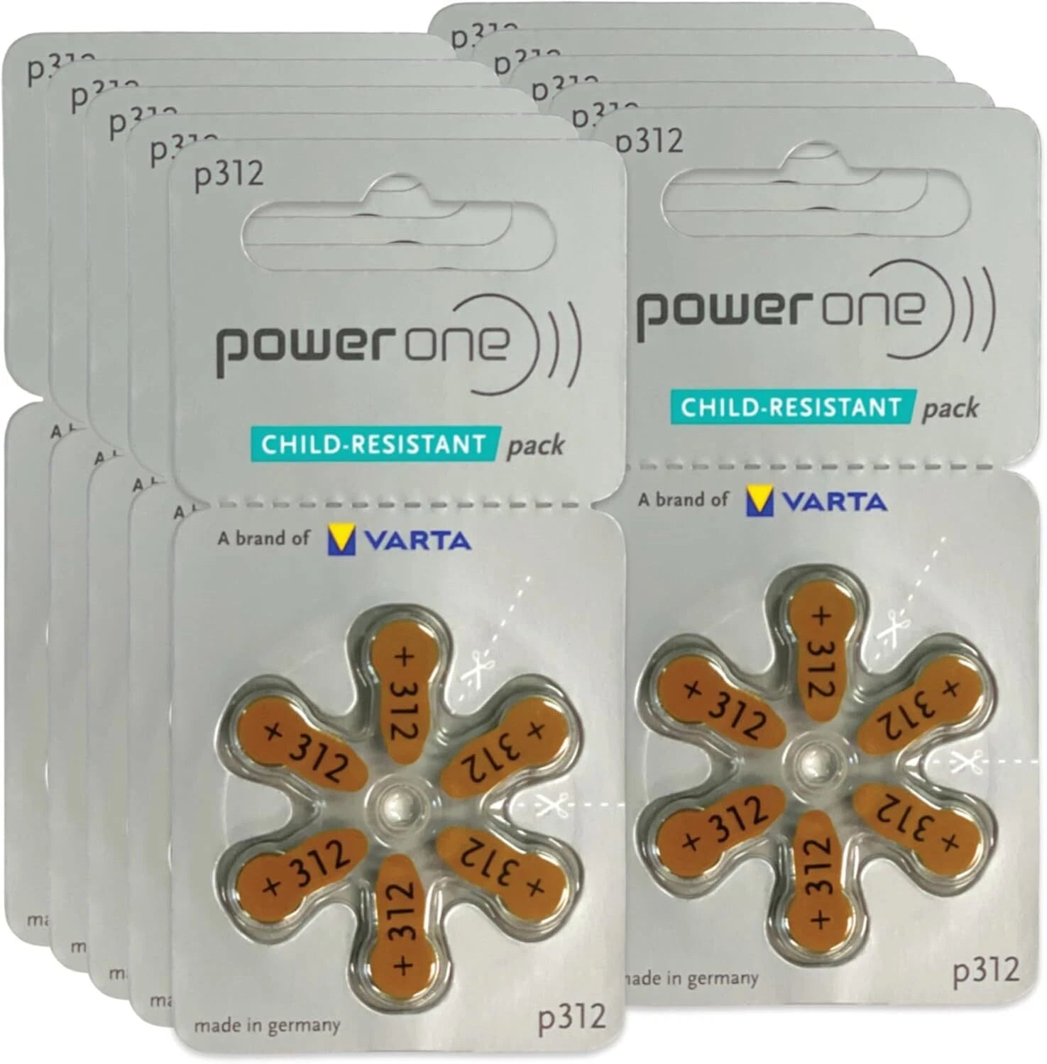 PowerOne Hearing Aid Batteries PR41, p312, SIZE 312 (30 - 120 Batteries)
