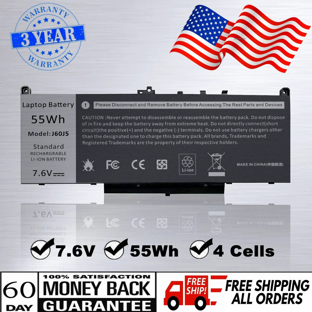 J60J5 Battery For Dell Latitude E7270 E7470 MC34Y 242WD GG4FM 55Wh 7.6V 4 Cell
